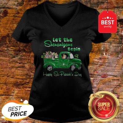 Corgi Let The Shenanigans Begin Truck Happy St. Patrick’s Day V-neck