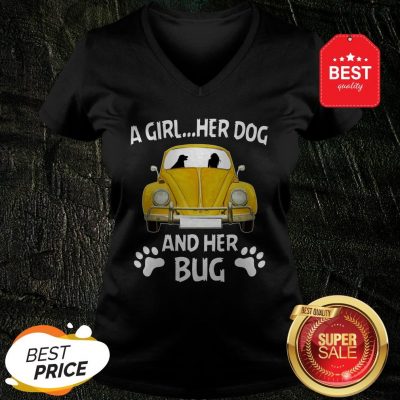 Nice A Girl Her Dog And Her Bug Volkswagen Beetle V-neck