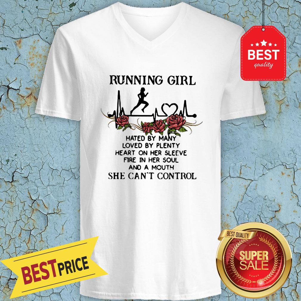 Running Girl Hated By Many Loved By Plenty Heart On Her Sleeve V-neck Running Girl Hated By Many Loved By Plenty Heart On Her Sleeve V-neck