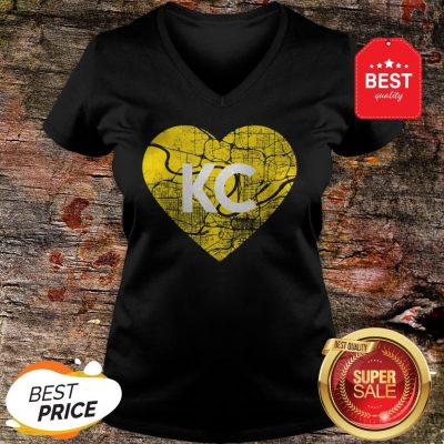 I Love Kansas City Football KC Heart Map V-neck