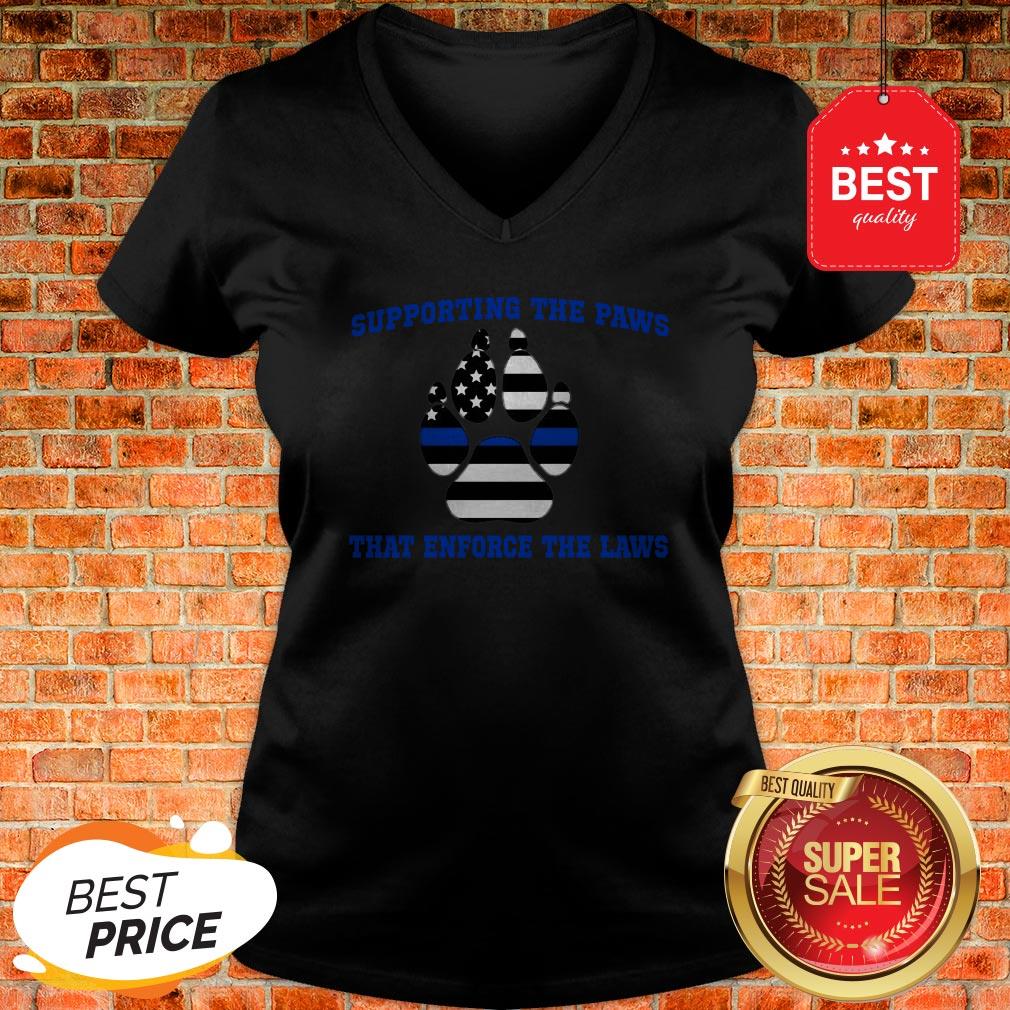 Official Thin Blue Line Supporting The Paws That Enforce The Laws V-neck Official Thin Blue Line Supporting The Paws That Enforce The Laws V-neck