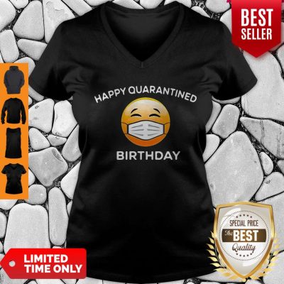 Premium Emoji Happy Quarantine Birthday Coronavirus V-neck