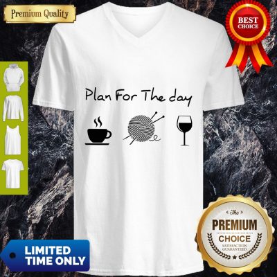 Top Plan For The Day Coffee Knitting Wine V-neck