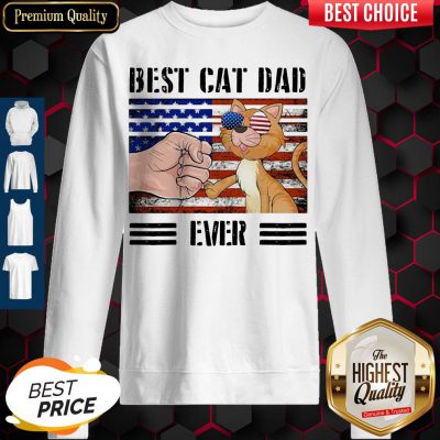 Funny Best Cat Dad Ever American Flag Veteran Independence Day Vintage Sweatshirt