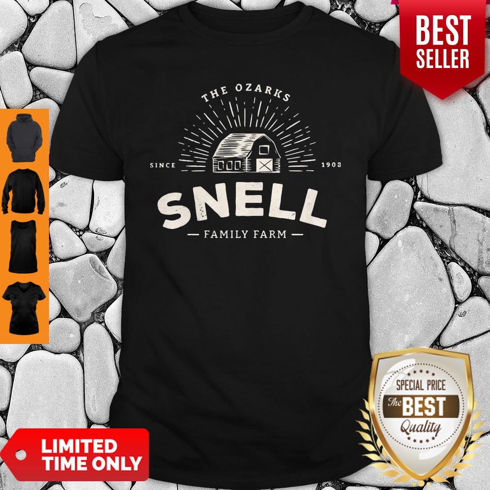 Funny Snell Family Farm Logo from Ozark Baseball Shirt