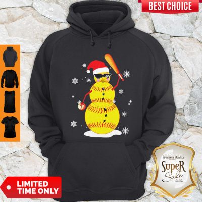 Official Christmas Softball Bat Snowman Santa Snowflake Youth Hoodie