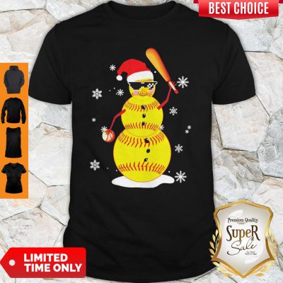 Official Christmas Softball Bat Snowman Santa Snowflake Youth Shirt