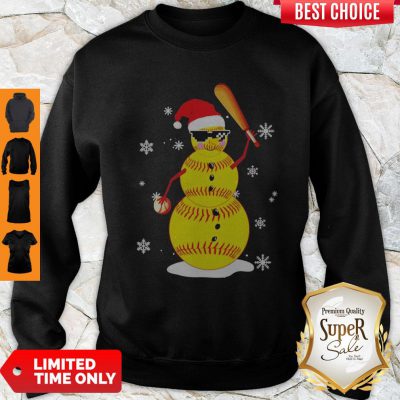 Official Christmas Softball Bat Snowman Santa Snowflake Youth Sweatshirt