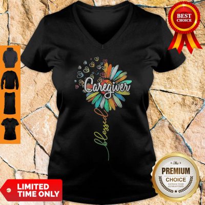 Perfect Sunflower Blessed Caregiver V-neck