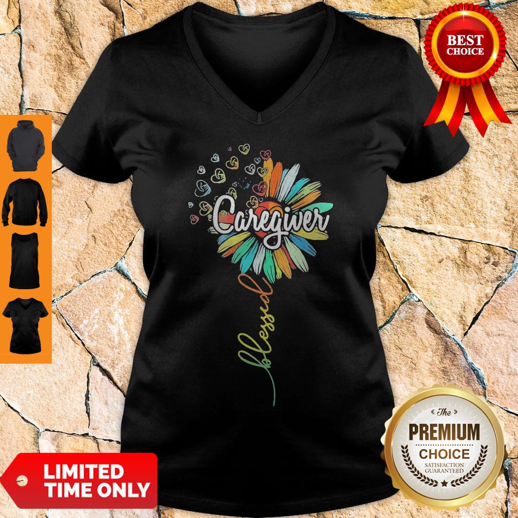 Perfect Sunflower Blessed Caregiver V-neck Perfect Sunflower Blessed Caregiver V-neck