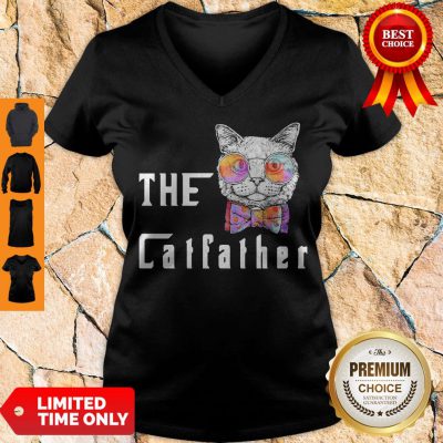 Pretty The Catfather Cat Glasses V-neck