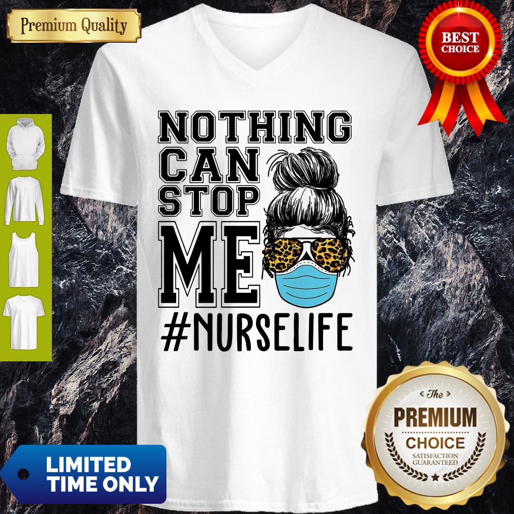 Top Bun Hair Nothing Can Stop Me Nurse Life V-neck Top Bun Hair Nothing Can Stop Me Nurse Life V-neck