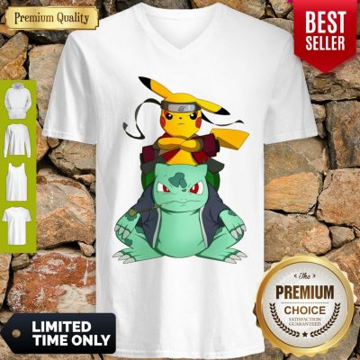 Pretty Pikachu Bulbasaur Pokemon Naruto Parody V-neck