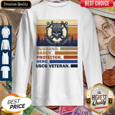 Premium Husband Daddy Protector Hero Army Uscg Veteran Vintage Sweatshirt
