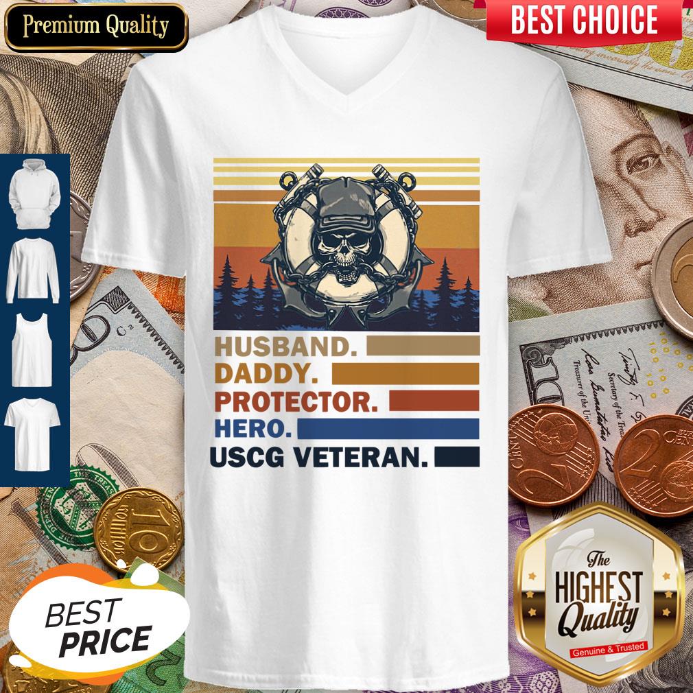 Premium Husband Daddy Protector Hero Army Uscg Veteran Vintage V-neck Premium Husband Daddy Protector Hero Army Uscg Veteran Vintage V-neck