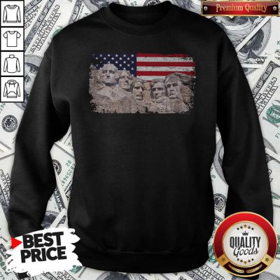 Nice 45th Added Rushmore American Flag Sweatshirt