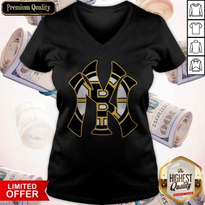 Nice Boston Bruins Inside New York Yankees V-neck