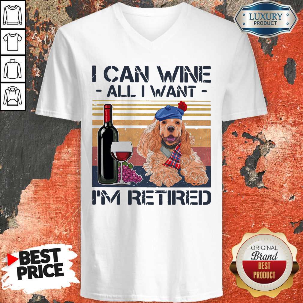 Original I Can Wine All I Want I'm Retired Poodle Dog Vintage Retro Footprint V-neck Original I Can Wine All I Want I'm Retired Poodle Dog Vintage Retro Footprint V-neck