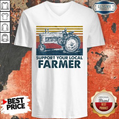 Perfect Support Your Local Farmer Agrimotor Vintage Retro V-neck