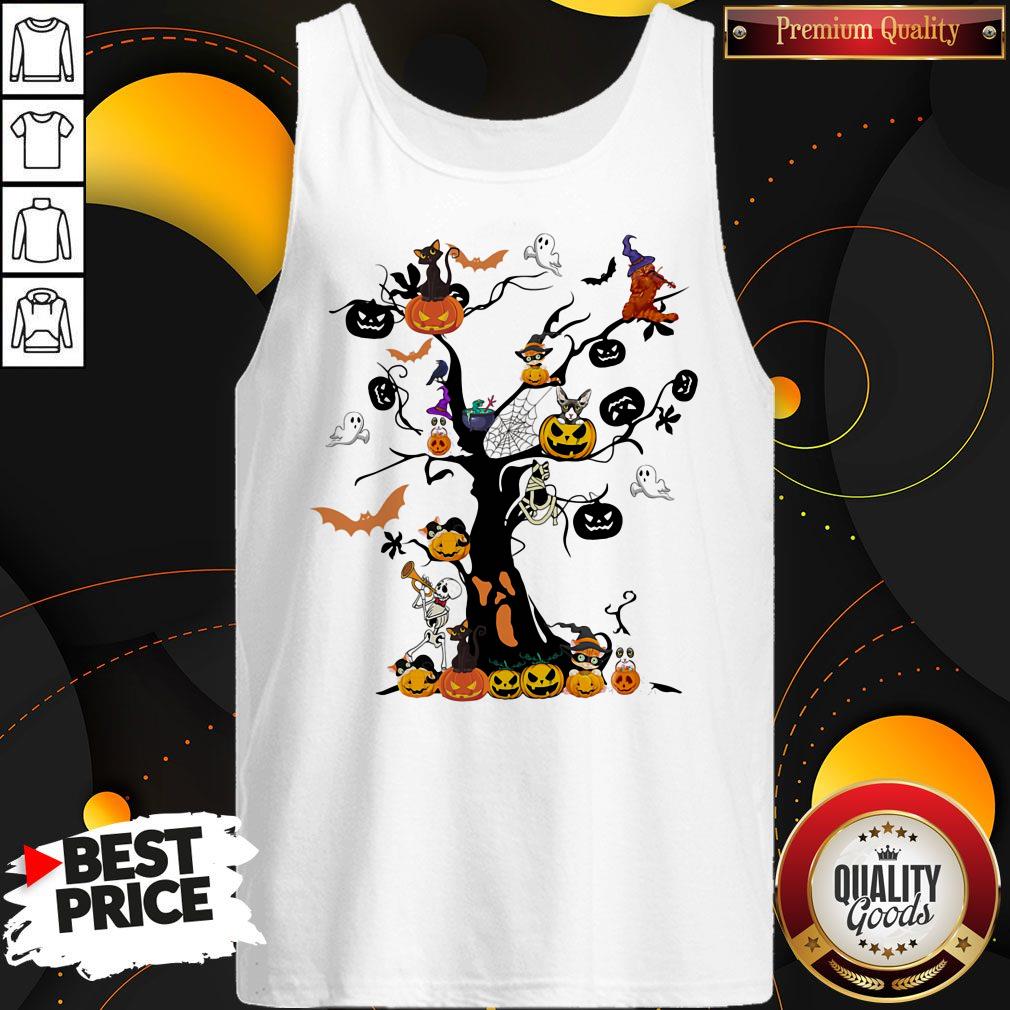 Awesome The Halloween Day Pumpkin Skull Ghost Cat Shirt - Image 5