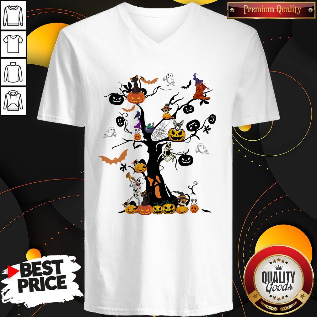 Awesome The Halloween Day Pumpkin Skull Ghost Cat Shirt - Image 4