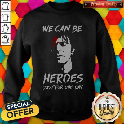 Alternative view of Funny David Bowie We Can Be Heroes Just For One Day Shirt