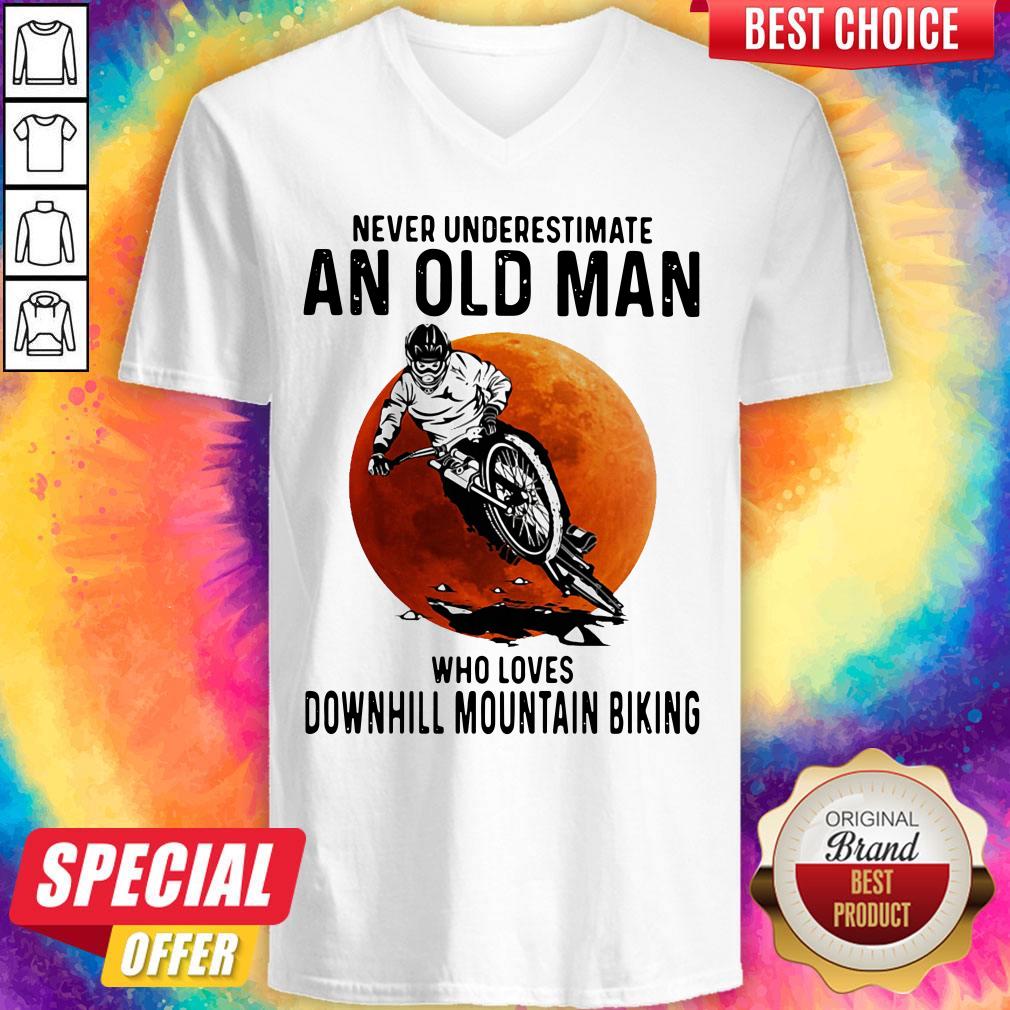 Good Never Underestimate An Old Man Who Loves Downhill Mountain Biking Sunset Shirt - Image 3