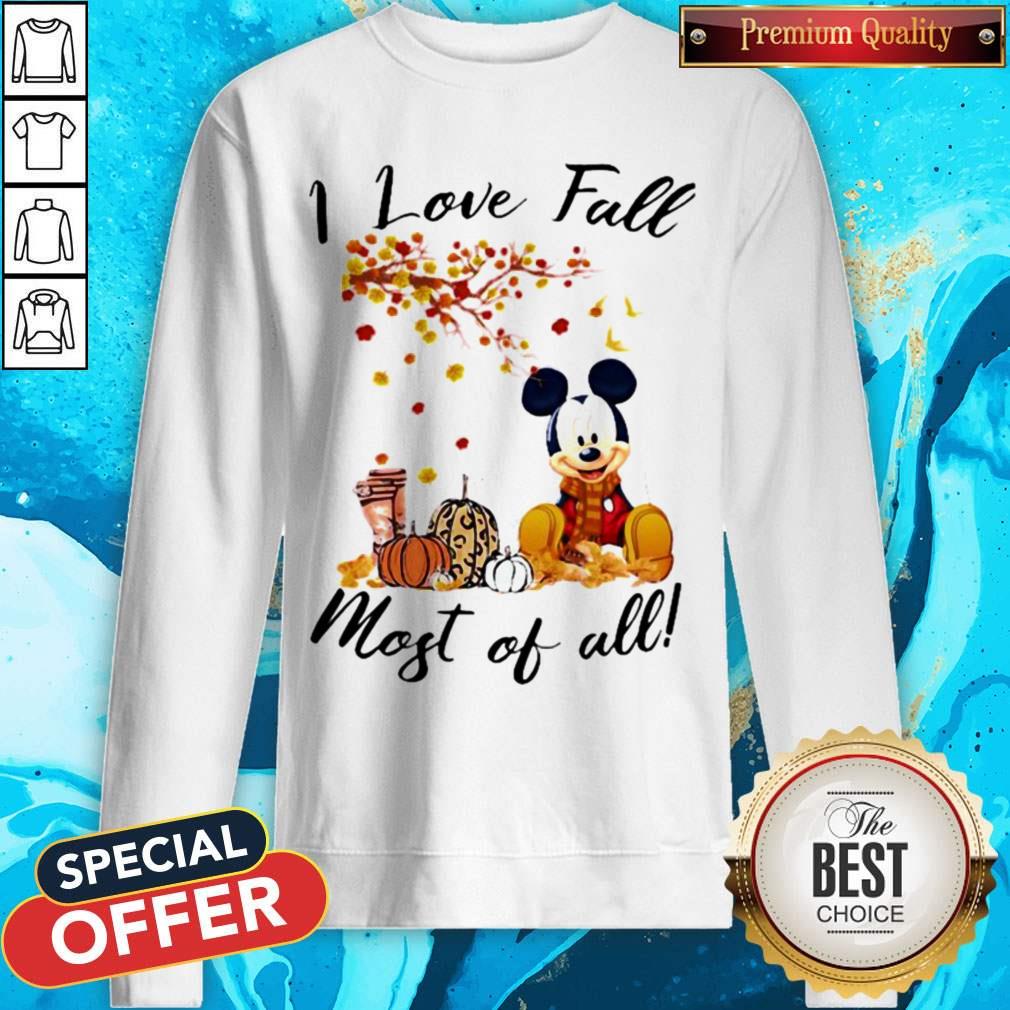 Mickey Mouse I Love Fall Most Of All Leaves Tree Shirt - Image 2
