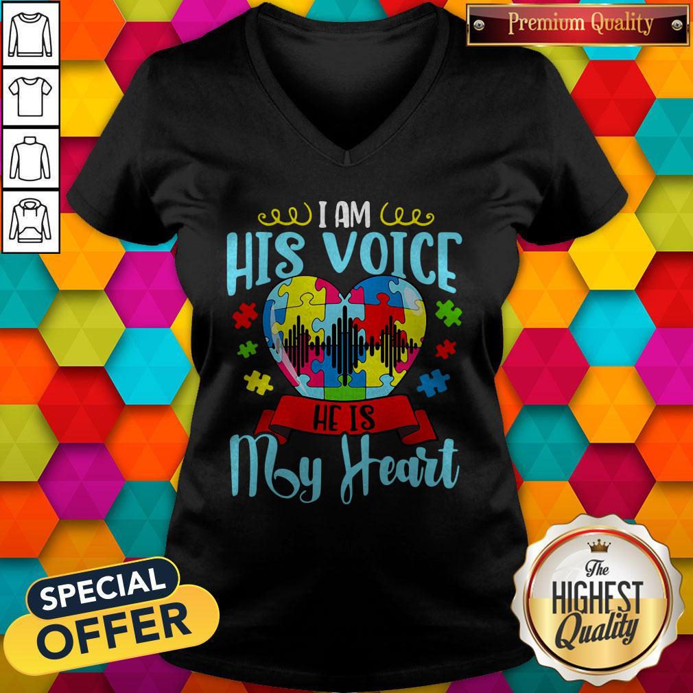 Nice Autism I Am His Voice He Is My Heart Shirt - Image 3