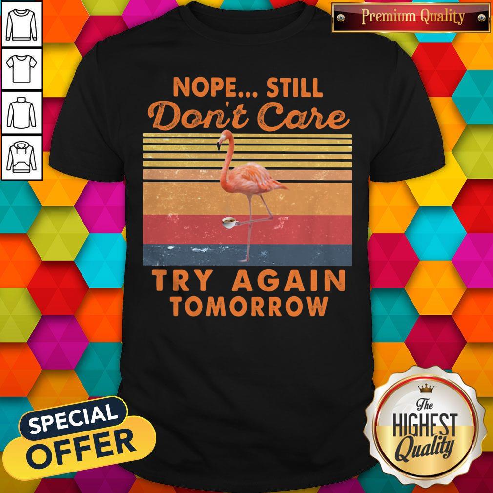 Note Sill Don't Care Try Again Tomorrow Flamingo Vintage Retro Shirt