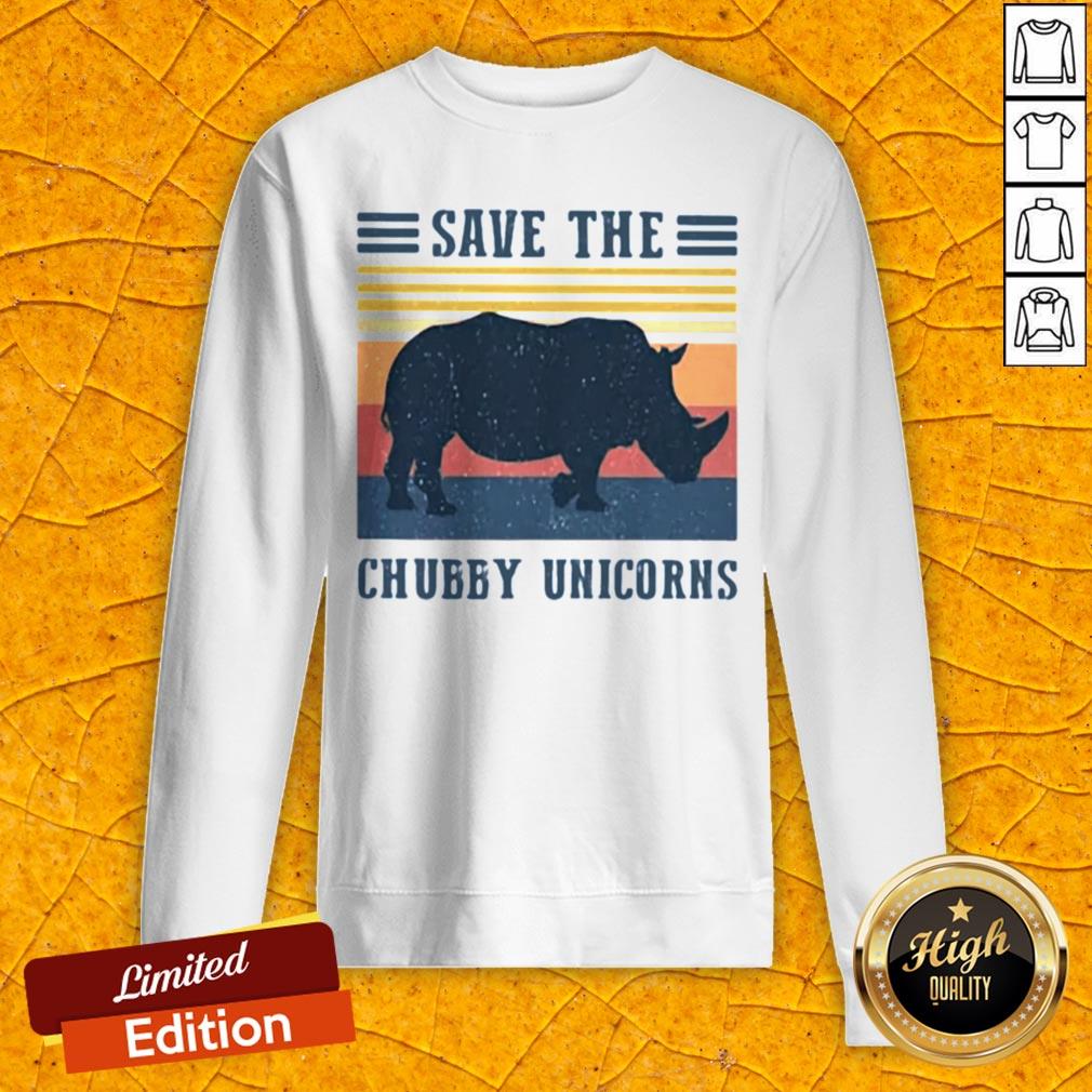 Official Save The Chubby Unicorns Vintage Retro Shirt - Image 2