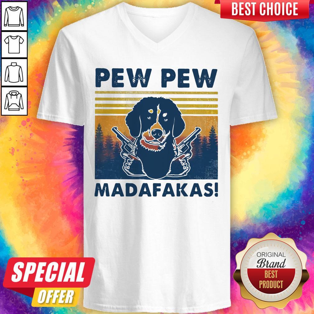 Original Pew Pew Madafakas Dog Gun Vintage Retro Shirt - Image 4
