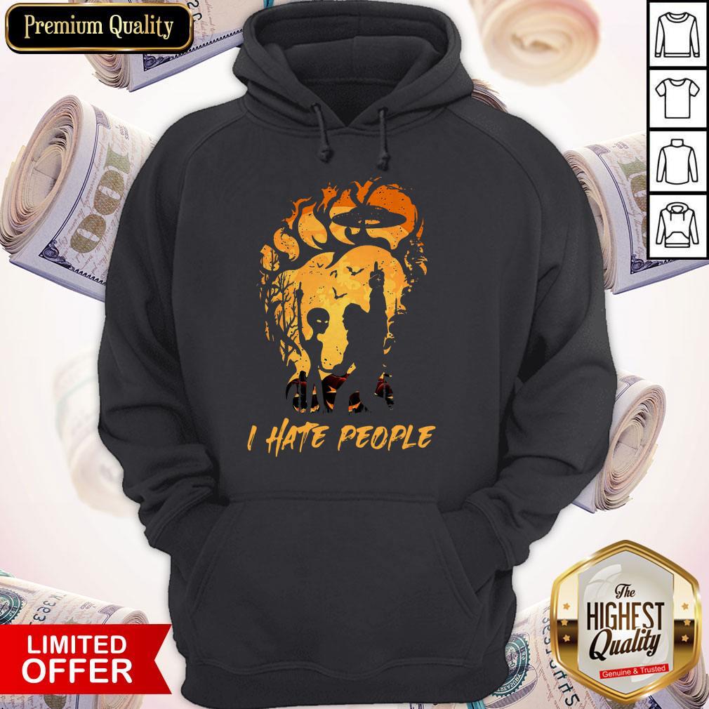 Premium Bigfoot And Alien I Hate People Halloween Shirt - Image 2