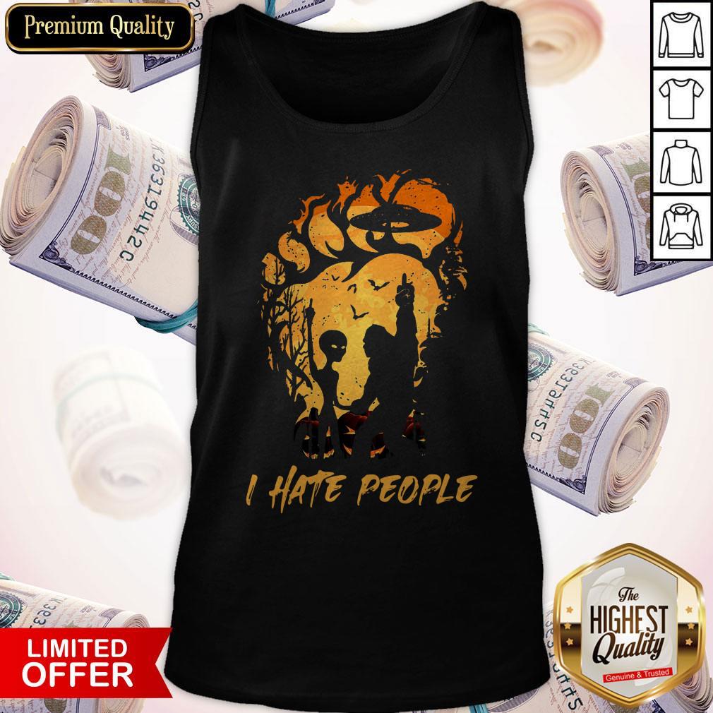 Premium Bigfoot And Alien I Hate People Halloween Shirt - Image 4
