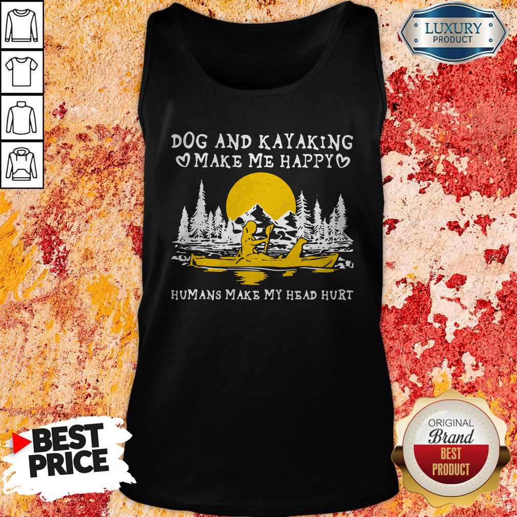 Premium Dog And Kayaking Make Me Happy Humans Make My Head Hurt Sunset Halloween Shirt - Image 4