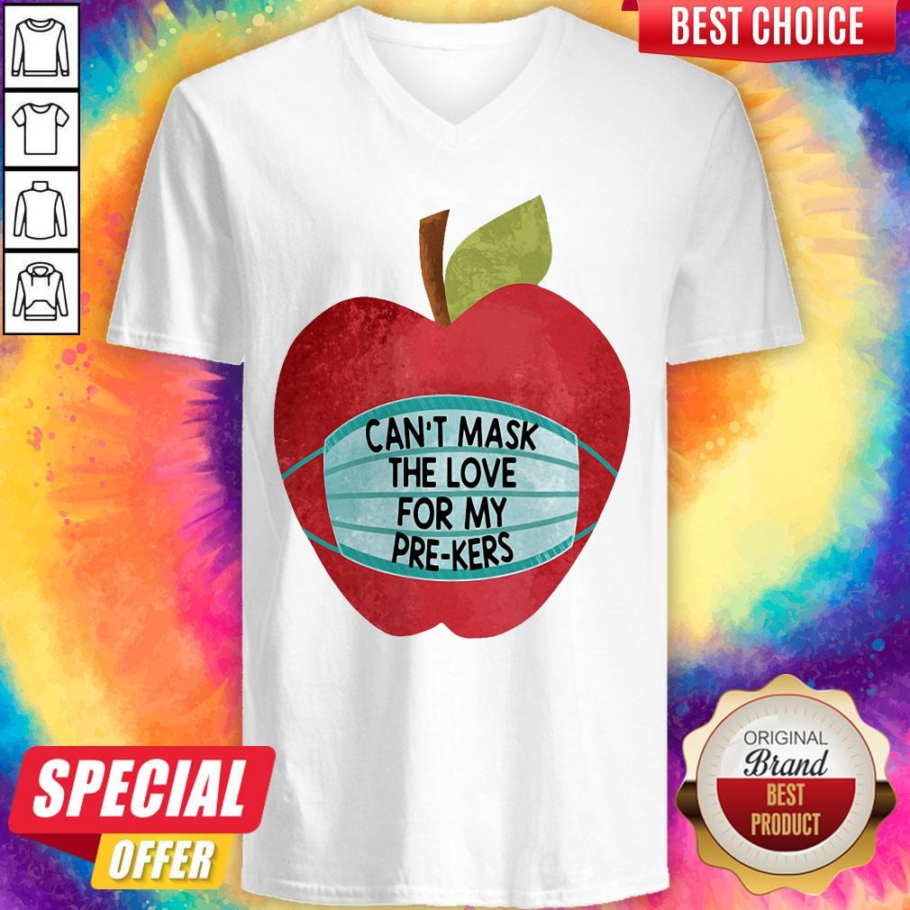 Top Apple Face Mask Cant Mask The Love For My Pre Kers Shirt - Image 3