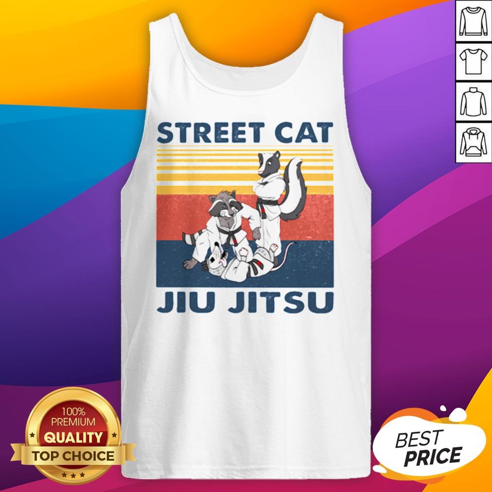 Top Raccoon Street Cat Jiu Jitsu Vintage Retro Shirt - Image 5
