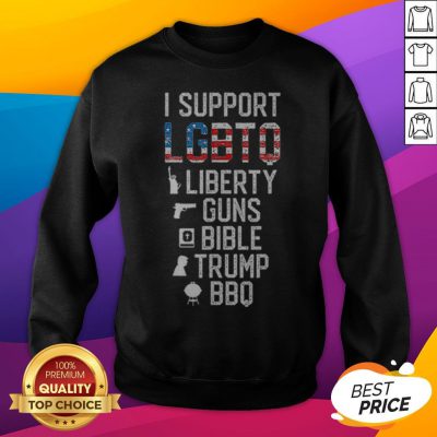 Alternative view of Best Price I Support LGBTQ Liberty Guns Bible Trump BBQ American Flag Shirt