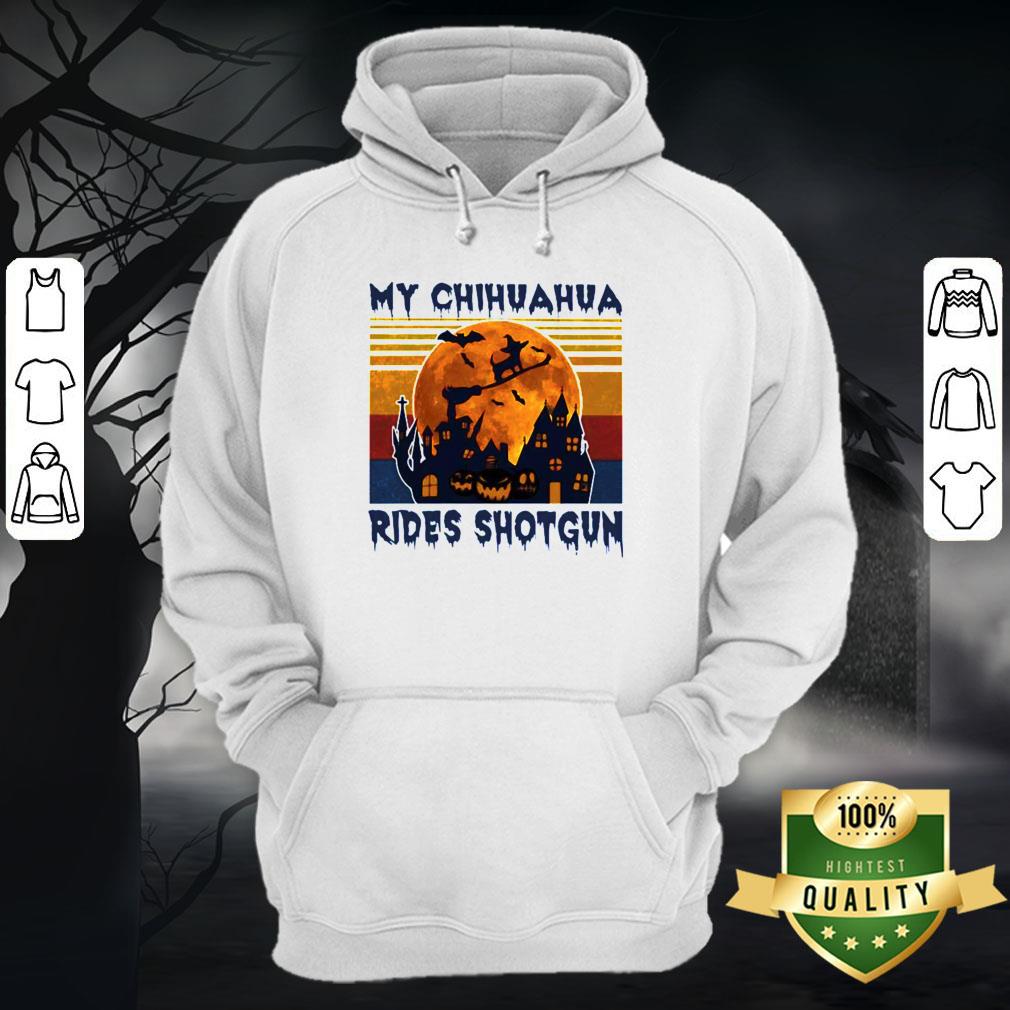 Funny My Chihuahua Rides Shotgun Halloween Vintage Shirt - Image 3