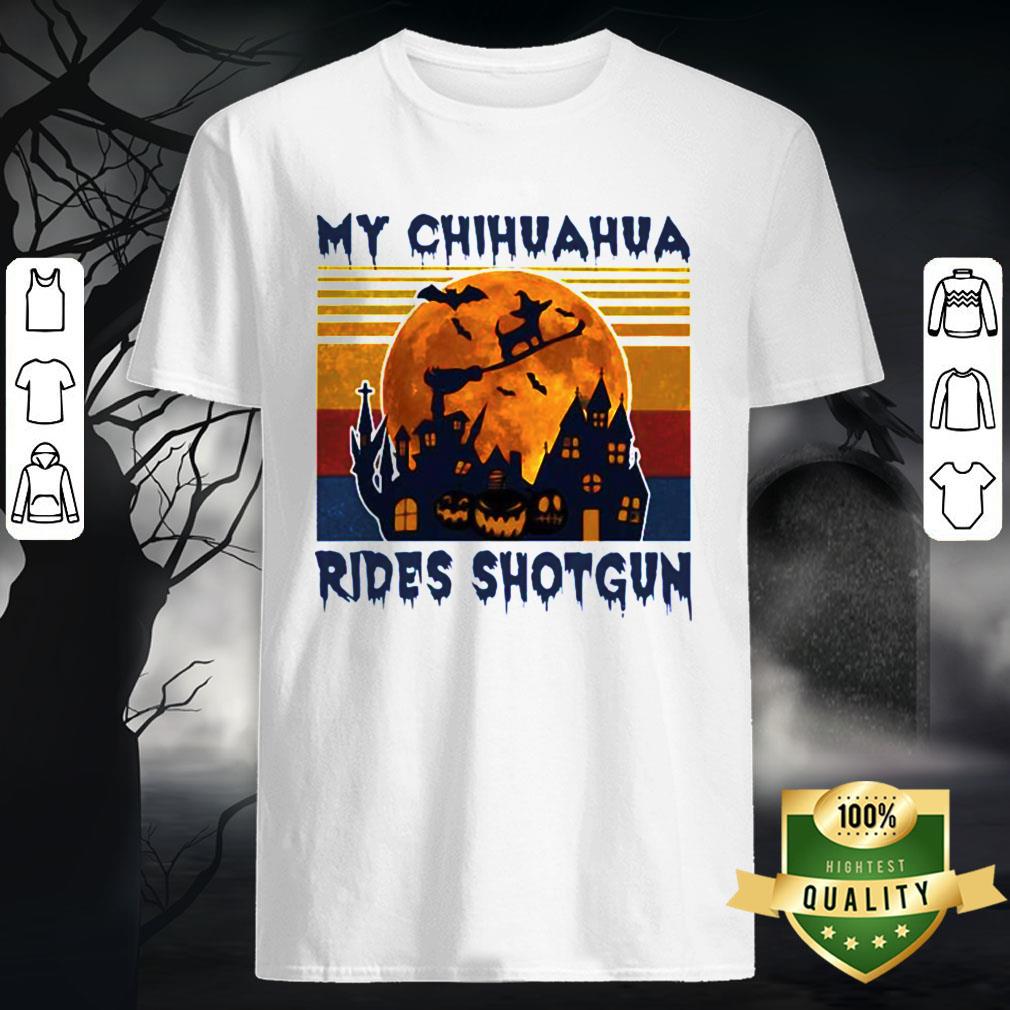 Funny My Chihuahua Rides Shotgun Halloween Vintage Shirt