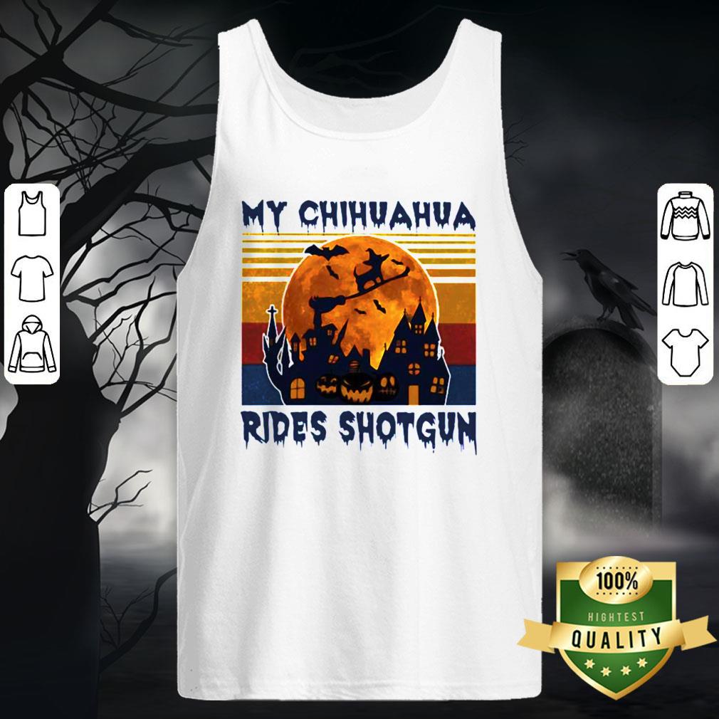 Funny My Chihuahua Rides Shotgun Halloween Vintage Shirt - Image 5