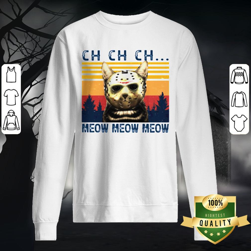 Halloween Jason Voorhees Cat Ch Meow Vintage Retro Shirt - Image 2