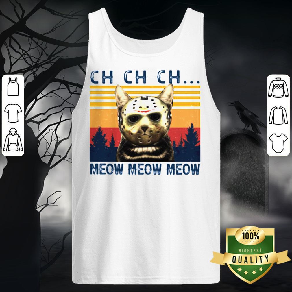 Halloween Jason Voorhees Cat Ch Meow Vintage Retro Shirt - Image 5