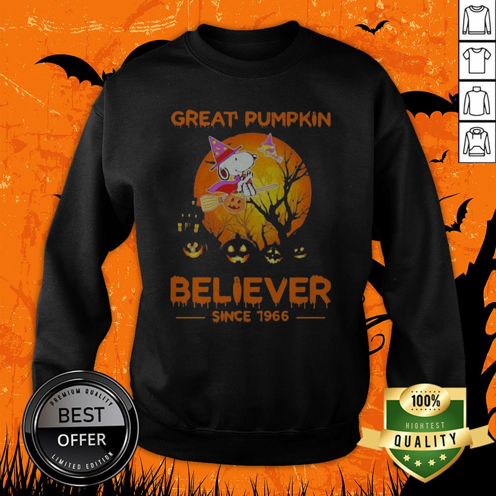 Halloween Snoopy And Woodstock Witch Great Pumpkin Believer Since 1966 Moon Shirt - Image 3
