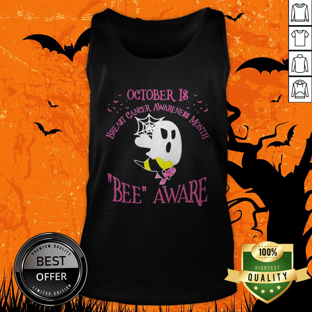October Is Breast Cancer Awareness Month Bee Aware Ghost Halloween Shirt - Image 5