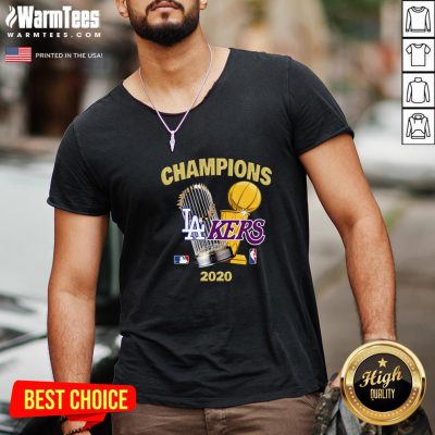Official Champions Los Angeles Lakers Vs Los Angeles Dodgers 2020 V-neck - Design By Warmtees.com