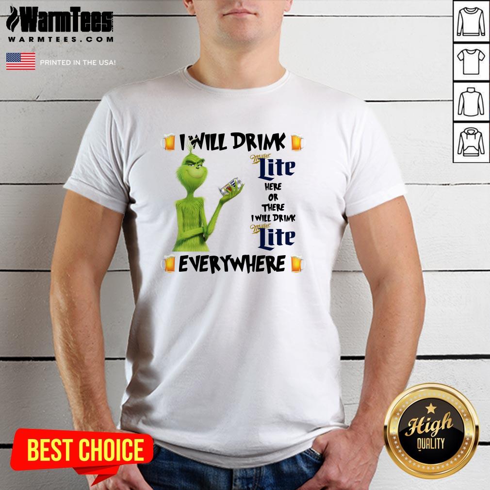 Top The Grinch I Will Drink Miller Lite Here And There Everywhere Christmas Sweat Shirt - Design By Warmtees.com