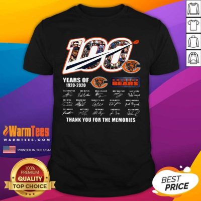 Chicago Bears 100 Years Of 1920 2020 Thank You For The Memories Signatures Shirt - Design By Warmtees.com
