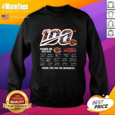 Chicago Bears 100 Years Of 1920 2020 Thank You For The Memories Signatures SweatShirt - Design By Warmtees.com