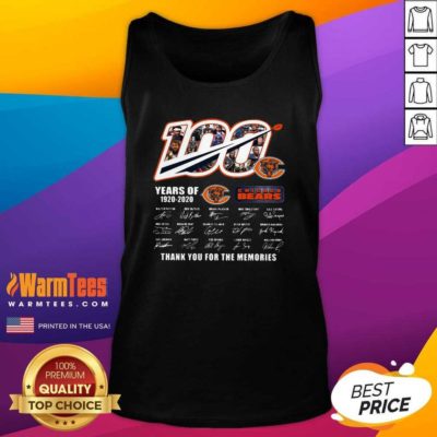 Chicago Bears 100 Years Of 1920 2020 Thank You For The Memories Signatures Tank Top - Design By Warmtees.com